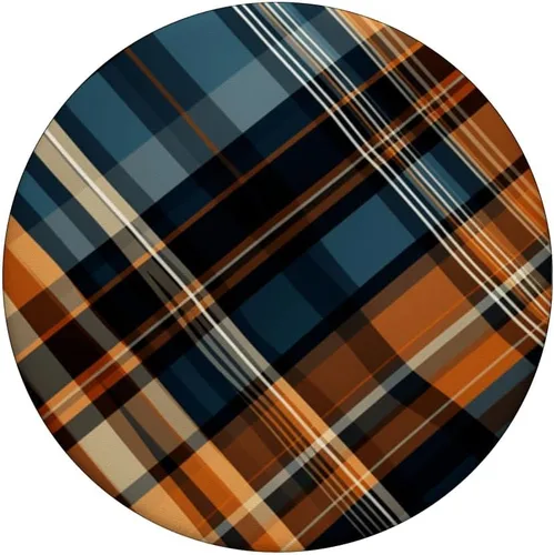 Vista 3 de Navy Black and Orange Plaid Halloween Calabazas de otoño PopSockets estándar PopGrip