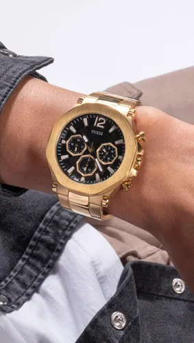 Vista 3 de GUESS US - Reloj multifunción de corte dorado para hombre