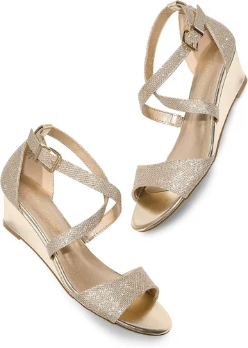 Vista 3 de DREAM PAIRS - Sandalias de tacón bajo con correa de tobillo para mujer