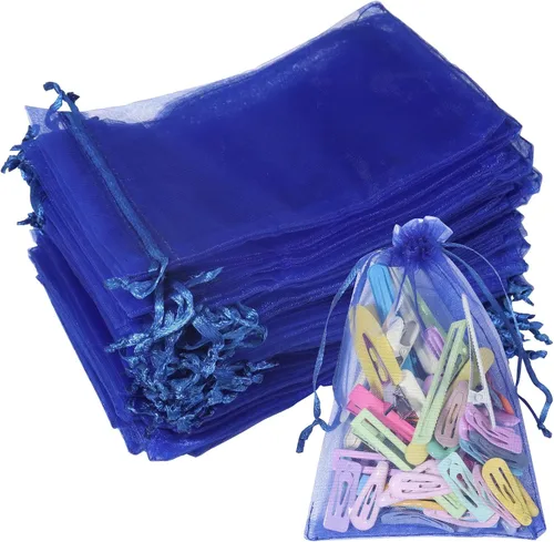 Vista 16 de Partyeah 50 bolsas de organza de 4 x 6 pulgadas, pequeñas bolsas de malla para joyas, bolsas con cordón para bolsas de regalo de organza de dulces