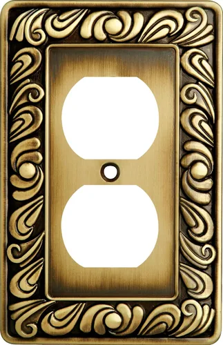Vista 9 de Franklin Brass Placa de pared de Paisley, cubierta de interruptor doble decorativa de latón antiguo pulido, 1 paquete, 64038