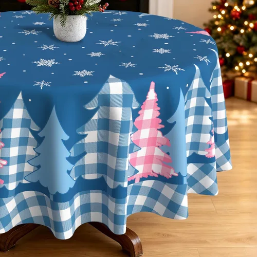 Vista 10 de pinata Manteles de Navidad de 52 x 70 pulgadas, mantel rectangular con diseño de árboles de Navidad, diseño de búfalo negro, a cuadros, oblongos