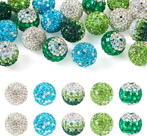 Vista 14 de 30 cuentas redondas de diamantes de imitación de 0.78 pulgadas (0.787 in) con temática deportiva, baloncesto, fútbol, béisbol, chicle grueso, Pelota