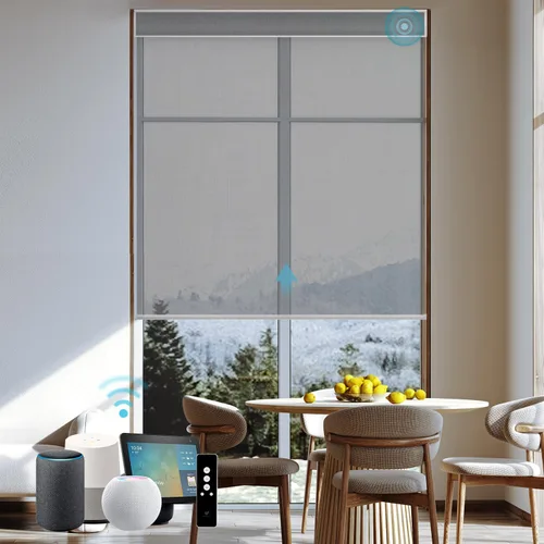 Vista 50 de SmartWings Persianas Motorizadas con Filtro de Luz, Compatible con Matter Thread Homekit Z-Wave Alexa Google, Persianas con 70% de Opacidad Safari
