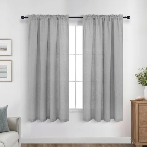 Vista 96 de KOUFALL Juego de 2 cortinas de puerta francesa, cortinas de lino para puerta/ventana, cortina transparente boho para cristal lateral delantero