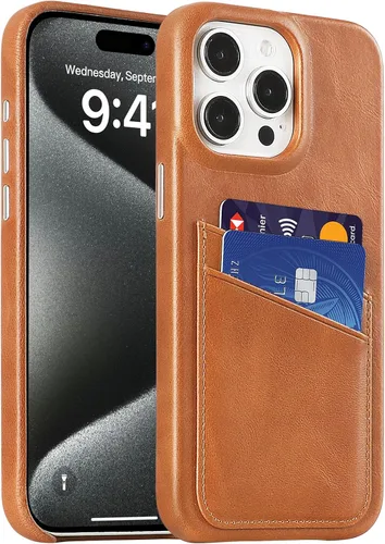 Vista 18 de LUCKYCOIN Funda de piel 100% auténtica tipo cartera para iPhone 13, diseño delgado con tarjetero y funda protectora a prueba de golpes, forro
