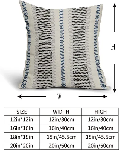 Vista 5 de Juego de 2 fundas de almohada negras y azules con rayas de puntos grises, decorativas para exteriores, estilo boho rústico, para sofá, cama, cojín