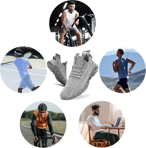 Vista 7 de QIJGS Zapatos deportivos de correr para hombre, para gimnasio, tenis, atléticos, de malla, ligeros, deportivos, a la moda, para entrenamiento
