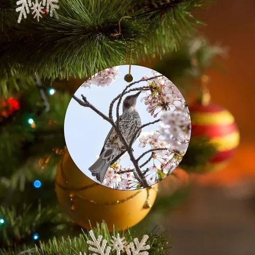 Vista 6 de Adornos para árbol de Navidad 2023, flores de madera de animales, flores de cerezo, adorno de Navidad, recuerdo festivo de porcelana, decoración