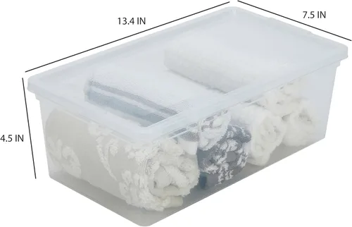 Vista 7 de Simplify Contenedores de almacenamiento con tapas. Dimensiones: 13.23 x 7.5 x 4.5 pulgadas Paquete de 6 Apilables Contenedores encajables