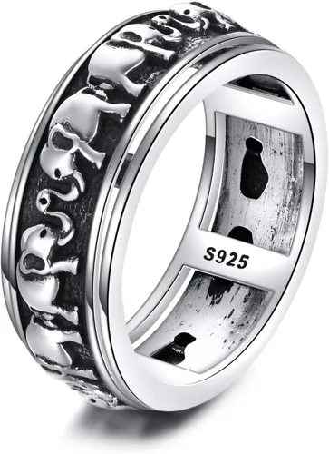 Vista 12 de POPLYKE Anillos giratorios giratorios de plata de ley para mujeres y hombres, para aliviar la preocupación y el estrés, regalo ankh