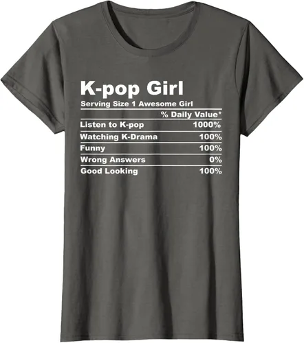 Vista 5 de Camiseta de regalo Kpop Kdrama para mujer K-pop Girl, Negro, S
