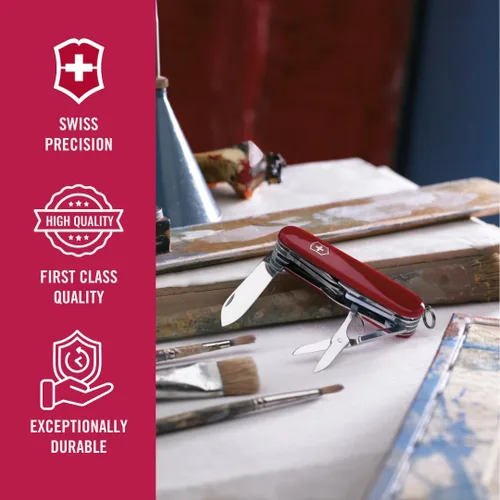 Vista 6 de Victorinox Explorer Navaja Suiza, Navaja de Bolsillo de 16 Funciones Fabricada en Suiza con 2 Hojas, Sacacorchos, Tijeras y Destornilladores - Rojo