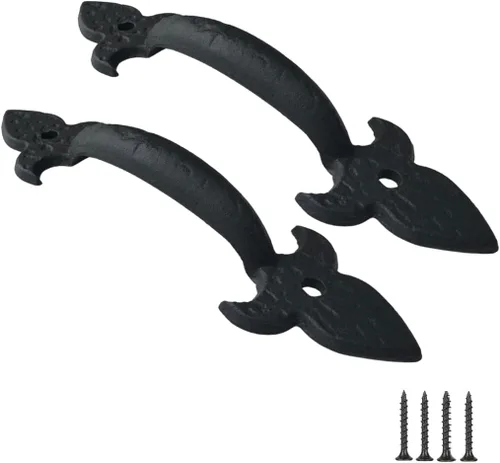 Vista 30 de Tirador Clásico de Puerta – Tirador de Acero Resistente para Portones, Puertas de Granero, Cercas Exteriores, Negro, 7 Pulgadas