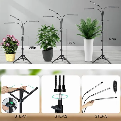 Vista 3 de GHodec Luz de Crecimiento con Soporte, 60 LED 5500K Luz de Planta de Piso de Espectro Completo para Plantas de Interior en Crecimiento, 5 Niveles