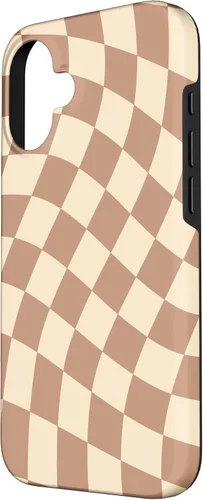 Vista 2 de iPhone 16 Brown Checkered Wavy Checkerboard Pattern Phone Case