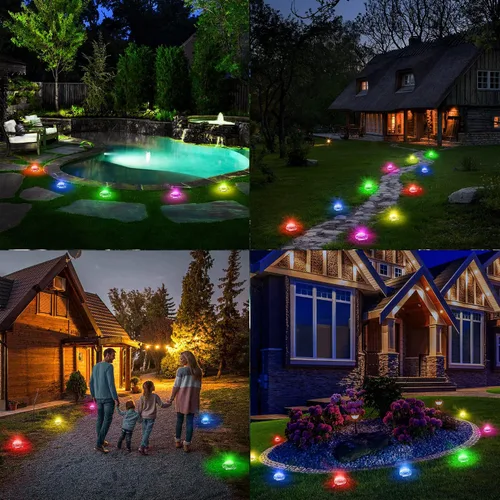 Vista 2 de Brizled - Luces solares para suelo, 12 unidades, 16 luces LED que cambian de color para exteriores