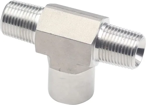 Vista 2 de HFS (R) 304 acero inoxidable forjado tubería de montaje Street Tee 1/2 "NPT macho x 1/2" NPT hembra x 1/2" NPT macho