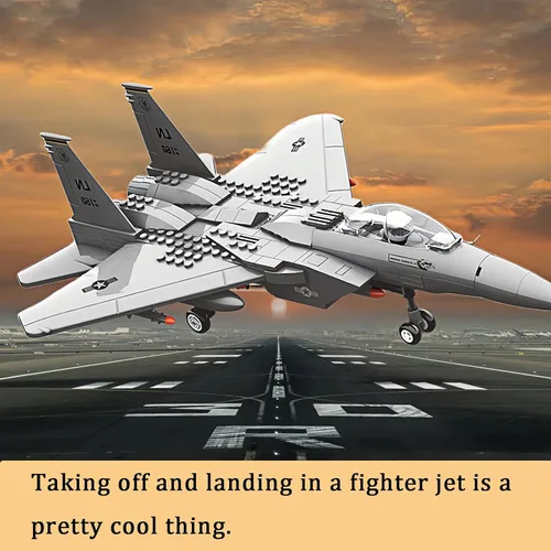Vista 4 de Avión de combate F-15 Eagle militar compatible con Lego, avión de juguete de 270 piezas para niños de 10 años en adelante y adultos, juguetes