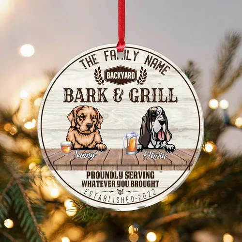Vista 19 de SILYHEART Christmas Acrylic Ornament Husky & Labrador Retriever Christmas Ornaments Family Dog Name Funny Hope Your Like Dogs Car Hanging Ornament