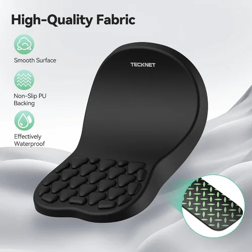 Vista 5 de TECKNET Alfombrilla ergonómica para mouse con reposamuñecas, teclado y alfombrilla de mouse con soporte para muñeca, diseño de masaje que alivia