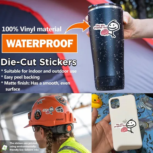 Vista 9 de 3 unidades de calcomanías divertidas "Hey You Dropped This Brain" – Vinilo impermeable con humor de memes, calcomanías lindas y sarcásticas