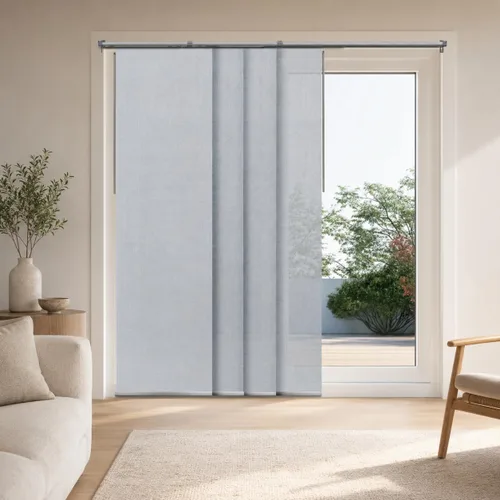 Vista 19 de CHICOLOGY Elegantes Persianas Verticales Transparentes Blancas para el Hogar, Ventanas Interiores Grandes, Puerta Corrediza, Patio (78" An x 84" Al)