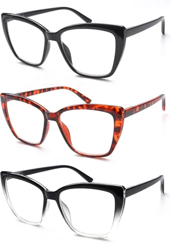 Vista 4 de NORPERWIS Gafas de lectura para mujer, bisagra de primavera, lentes de gran tamaño para mujer
