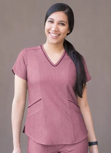 Vista 8 de Adar Pro Scrubs para mujer - Moderno cuello en V