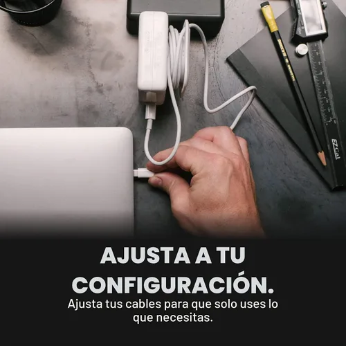 Vista 5 de Fuse Reel The Side Kick Organizador de Cables Plegable con Adaptador de Ángulo Recto USB-C Compatible con Cables de Carga de MacBook y PC y Gestión