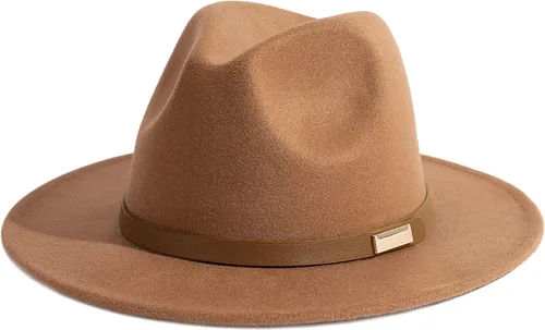Vista 58 de Sombreros Fedora para hombre, sombrero Panamá de ala ancha con cinturón clásico Unisex Felt Fedora, Adjustable Fit, Breathable Sweatband, All-Day