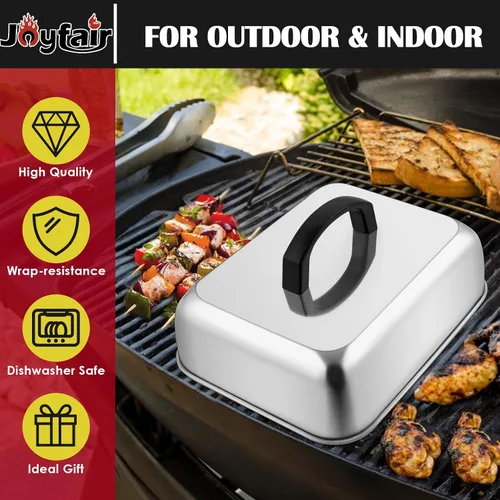 Vista 3 de Joyfair - Cubierta para hilvanar quesos de 9 pulgadas (rectangular), tapa de acero inoxidable para fundir, parrilla superior plana, accesorios