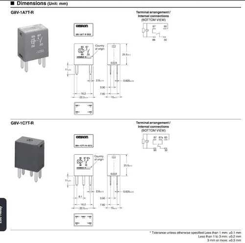 Vista 2 de OMRON COMPONENTES ELECTRÓNICOS - G8V-RH-1C7T-R-DC12 (2 Piezas)- RELÉ MICRO AUTOMOTRICO, SPDT, 12VDC, 20A