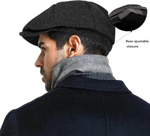 Vista 3 de Sombrero Gatsby clásico de Newsboy para hombre mezcla de lana vintage de hiedra plana tabique regalos para novio MLXL