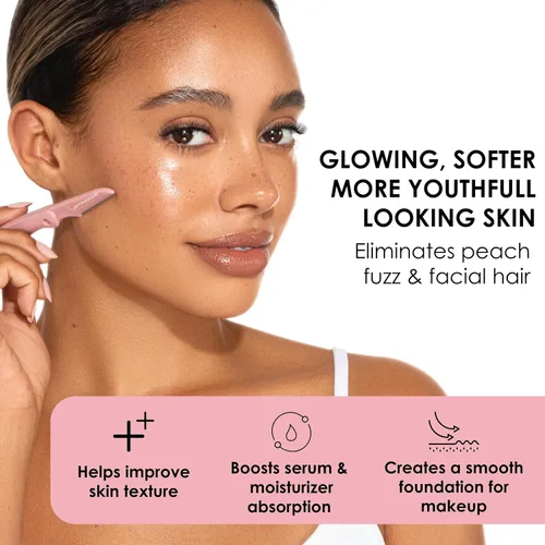 Vista 2 de JAPONESQUE Maquinillas de afeitar faciales plegables Dermaplaner - Juego de 3 piezas, kit de maquinilla de afeitar para cejas y cabello facial - Una
