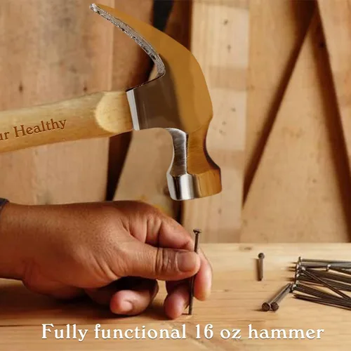 Vista 6 de Martillo de mango de madera personalizado con texto, martillo de garra personalizado grabado con láser para hombres, papá, marido, padrinos de boda