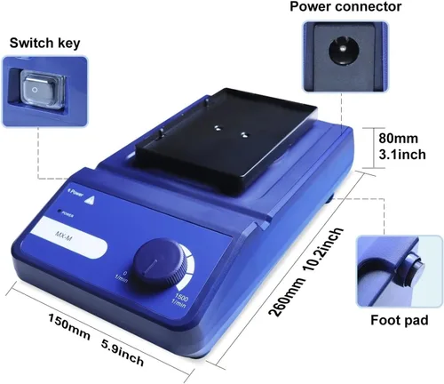 Vista 6 de Agitador magnético MX-M 96Well Mezclador de placa de velocidad ajustable Agitador de microplacas Equipo de laboratorio Agitador de mezcla 0-1500 RPM