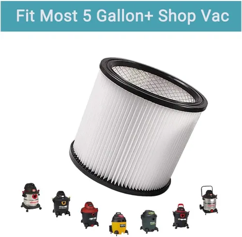 Vista 5 de Paquete de 2 filtros de repuesto compatibles con Shop Vac 90304 90333 90350, filtros de cartucho reutilizables y lavables que se adaptan a