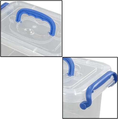 Vista 3 de Mini contenedor de plástico de 2 L, caja de almacenamiento transparente, juego de 6