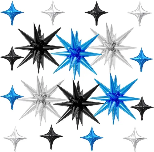 Vista 31 de 18 globos de estrella rosa, globo rosa bebé con 6 globos de estrella en explosión de 22 pulgadas, 12 globos de aluminio de cuatro estrellas