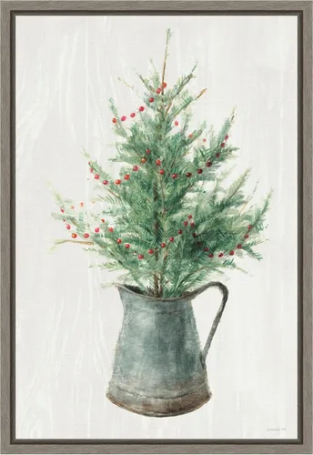 Vista 8 de Amanti Art Framed Canvas Wall Art 23x16 White and Bright Christmas Tree II by Danhui Nai, Framed Wall Art Canvas, Holidays Artwork, Traditional