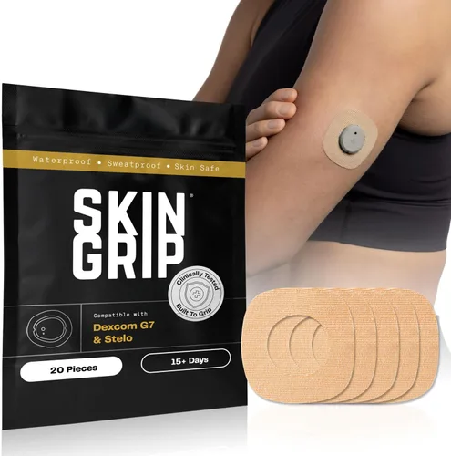 Vista 11 de Skin Grip Parches adhesivos para Dexcom G7 y Stelo CGM con recorte, cubierta impermeable y resistente al sudor para sensor continuo de monitor
