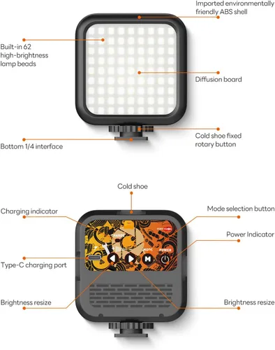 Vista 4 de Kit de vlogging para teléfono inteligente con micrófono de metal y luz (V-Master) For iPhone & Android,w/ Metal Cardioid Microphone,Flexible Grip