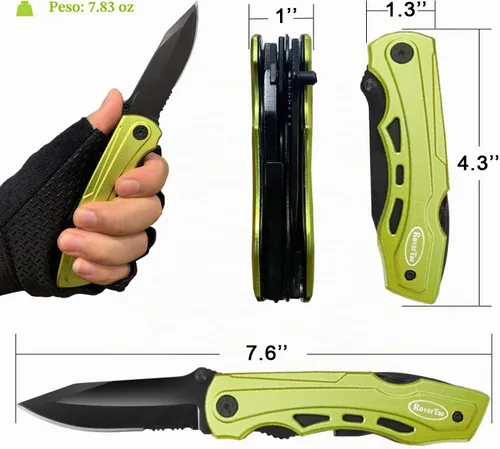 Vista 9 de RoverTac Cuchillo multiuso 15 en 1 – Regalos para hombres, papá, esposo – Cuchillo plegable con destornilladores, alicates, sierra – Equipo