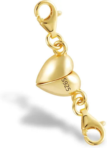 Vista 10 de Collar magnético de corazón de oro de 14 quilates, cierres y cierres de plata de ley 925, cierre de langosta doble, cierres magnéticos de joyería