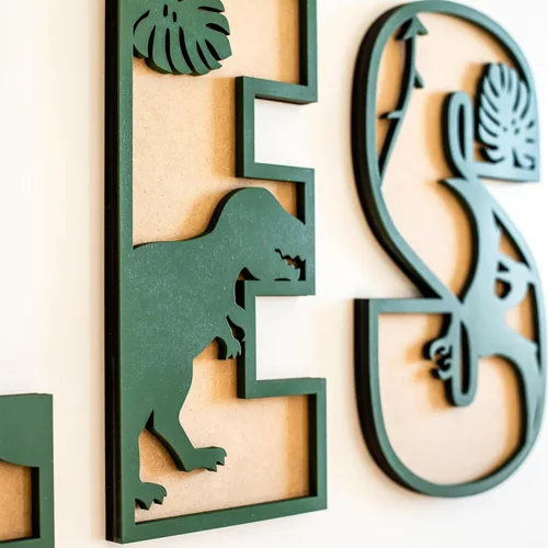 Vista 3 de Letrero con nombre para guardería, letrero bohemio para guardería, letreros de apellido familiar, arte de pared 3D para habitaciones de niños