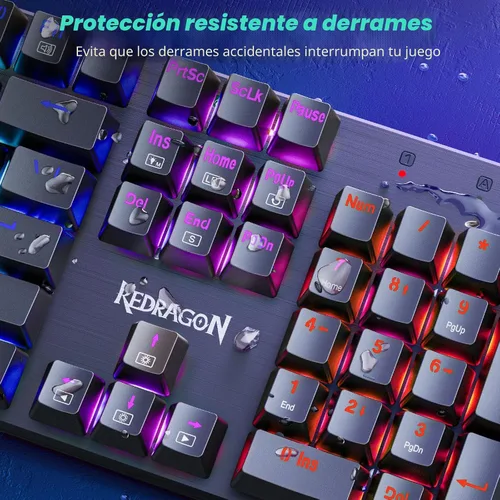 Vista 8 de Redragon Teclado Mecánico para Juegos con Cable, 11 Modos Retroiluminados Programables, Interruptor Rojo Intercambiable en Caliente, Anti-Ghosting