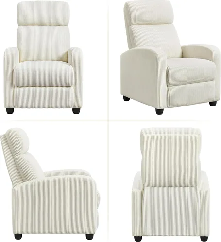 Vista 5 de Yaheetech Silla reclinable de pana con pushback de 2 asientos, silla de sala de estar con cojín de asiento grueso y respaldo, silla reclinable