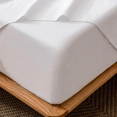 Vista 26 de MooMee Sábana bajera ajustable de solo 100% algodón lavado con textura parecida al lino, transpirable, duradera, suave, cómoda, bolsillo profundo