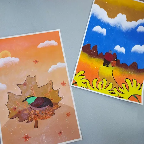 Vista 4 de Juego de pintura acrílica profesional, 12 colores de 0.4 fl oz/0.41 onzas líquidas tubos de pintura artística con 3 pinceles + paleta, pinturas